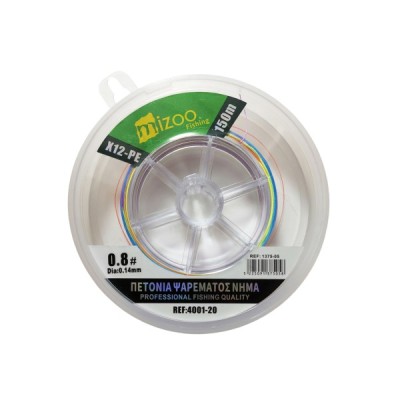 MIZOO FISHING ΝΗΜΑ ΨΑΡΕΜΑΤΟΣ ΠΟΛΥΧΡΩΜΟ X12-PE 150M 0.8# O.14MM 1375-05